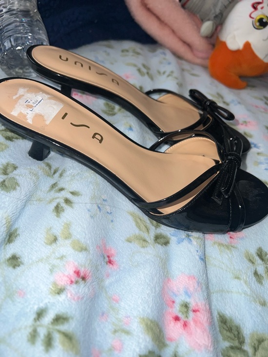 Unisa Shoes - Unisa Black Patent Bow Low Heel Slide Mules